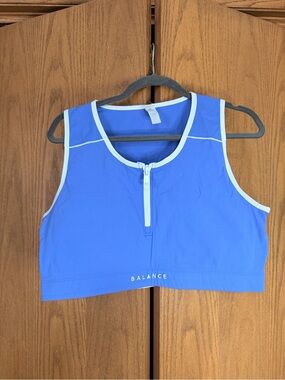 Balance Athletica Zip-Front Sports Bra with White Trim